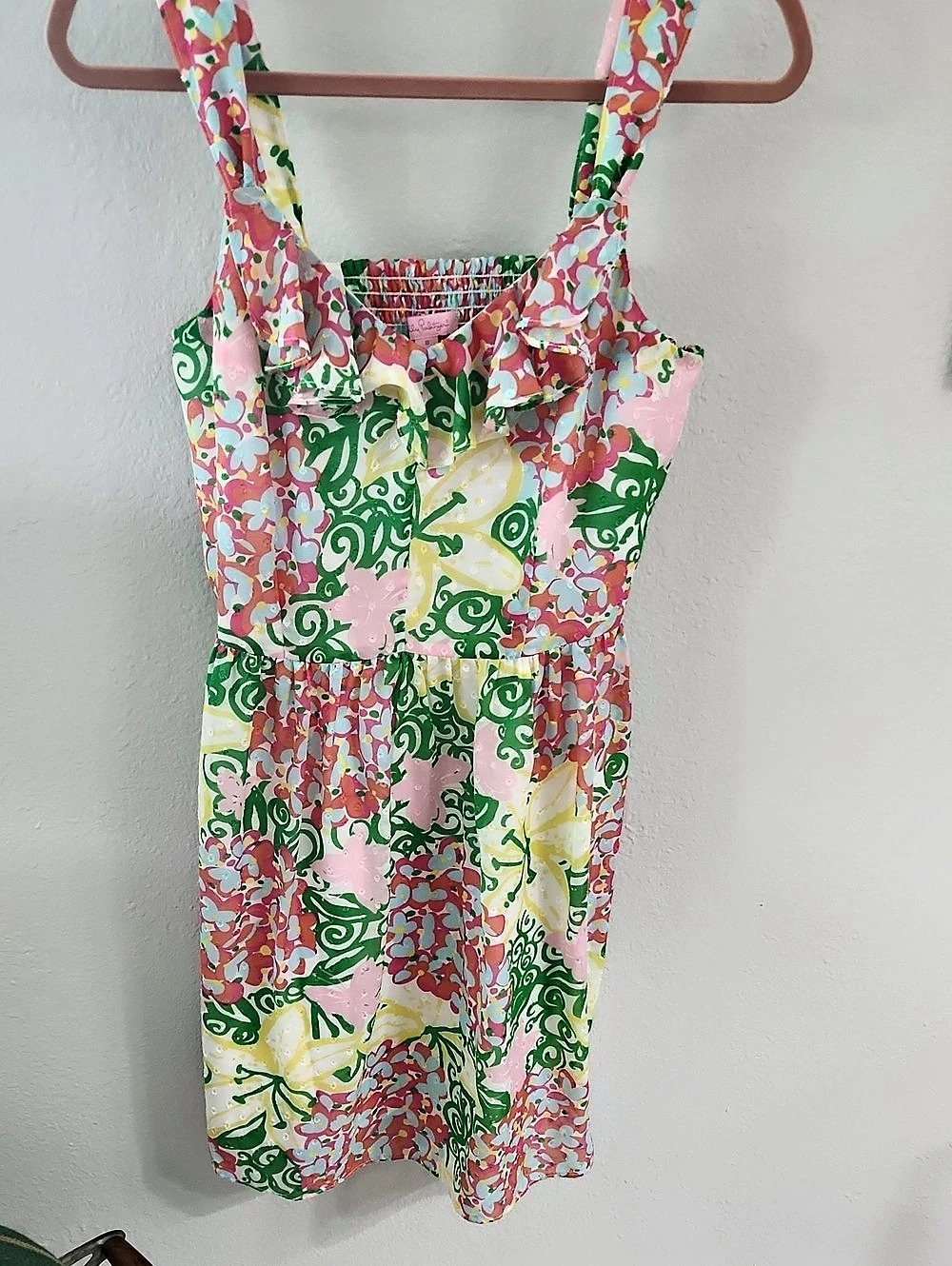 Lilly Pulitzer Floral Mini Dress in Pink & Green Size 8 Like New